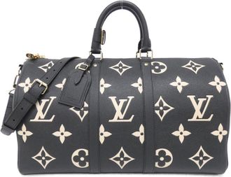 Louis Vuitton Beige Black Leather Boston Bag (Pre-Owned)