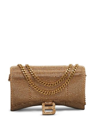 Balenciaga Hourglass crystal-embellished clutch bag - women - Calf Suede - One Size - Gold