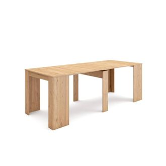Skraut Home Mesa de comedor extensible efecto madera roble 222x90x77cm