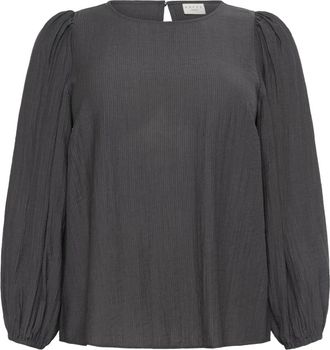 Kaffe Curve Vrouwelijke zwarte oesterblouse - Dames - Blouses - Zwart - 2XL - Overhemden