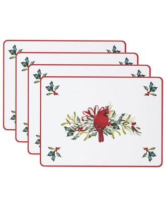 Lenox Set Of 4 Winter Greetings Cardinal Cork Placemats