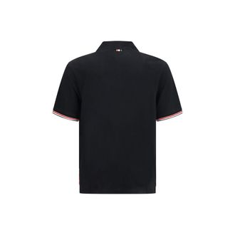 Thom Browne RWB-Striped Cotton Polo Shirt - Black