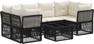 vidaXL Conjunto De Sof&aacute;s De Jard&iacute;n 7 Uds. Negro Rat&aacute;n Sint&eacute;tico Vidaxl