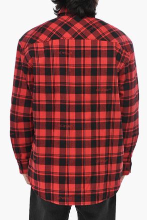 Off-white Overshirt Imbottito in Flanella di Cotone Motivo a Quadri Off-White