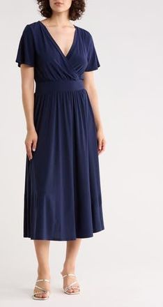 West Kei Knit Short Sleeve Midi Dress in Navy at Nordstrom Rack, Size X-Small