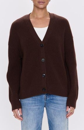 Pistola Denim Orla Rib Cardigan in Chocolate at Nordstrom, Size X-Small
