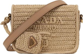 Prada Borsa a tracolla Bottone magnetico - Dames - Schoudertassen - Beige - ONE Size - Leer - Tassen
