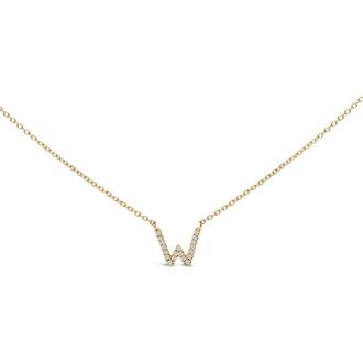 House of Brilliance 10K Yellow Gold Diamond Accent A-Z Block Initial Pendant Necklace in Yellow Gold | W at Nordstrom