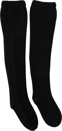 Dolce & Gabbana Black Wool Knit Calf Long Women Accessory Womens Socks (Pre-Owned)