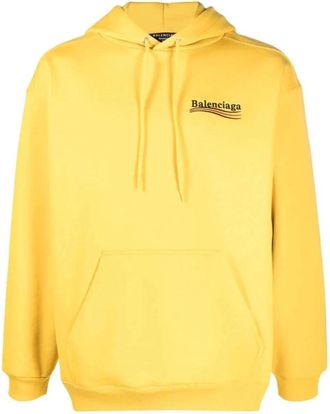Balenciaga Sweatshirt met capuchon en geborduurd logo - Heren - Hoodies - Geel - L - Katoen - Hoodies & sweatvesten