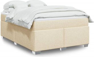 vidaXL Cama Box Spring Con Colch&oacute;n Tela Color Crema 160x200 Cm Vidaxl