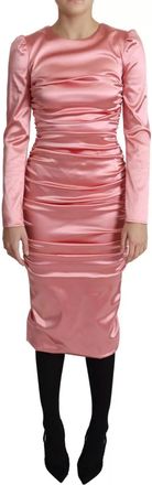 Dolce & Gabbana Pink Long Sleeves Bodycon Sheath Midi Womens Dress (Pre-Owned)