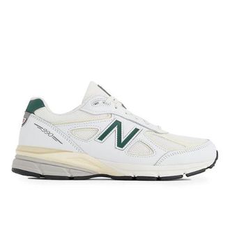 New Balance Unisex Made in USA 990v4 in Beige/Verde, Pelle, Taglia 41.5