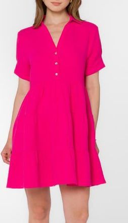 Velvet Heart Cotton Gauze Babydoll Dress in Fuchsia Flambe at Nordstrom Rack, Size X-Small