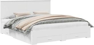 vidaXL Bed Frame with Headboard White 180 x 200 cm Engineered Wood vidaXL