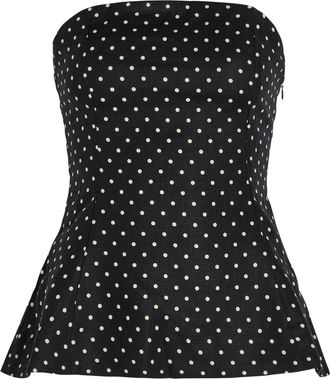 Faithfull The Brand Petro Polka dot Linen top - Black And White - S (UK8-10 / S)
