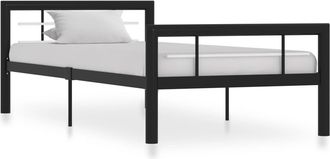 vidaXL Estructura De Cama Sin Colch&oacute;n Metal Blanco Y Negro 90x200 Cm Vidaxl