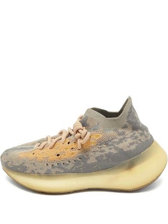 Yeezy by Kanye West Boost 350 V2 knitted lace-up sneakers - women - Fabric/Fabric/Rubber - 37.5 - Grey