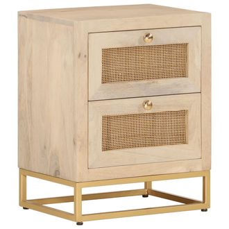 vidaXL Vidaxl - Mesita De Noche Madera Maciza De Mango Y Hierro 40x30x50 Cm