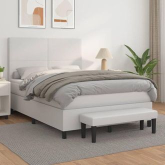 vidaXL Vidaxl - Cama Box Spring Con Colch&oacute;n Cuero Sint&eacute;tico Blanco 140x200cm