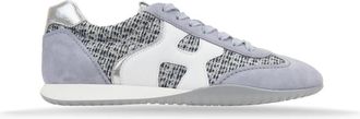 Hogan Glitter Sneakers met Su&egrave;de Details - Dames - Sneakers - Grijs - 35 1/2 EU - Su&egrave;de - Schoenen