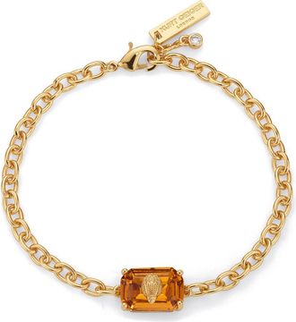 Kurt Geiger Emerald Cut Crystal Eagles Head Chain Bracelet in Topaz at Nordstrom Rack