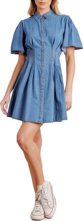 Flying Tomato Short Sleeve Denim Shirtdress in Light Indigo at Nordstrom Rack, Size Large