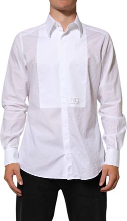 Dolce & Gabbana White Cotton MARTINI Bib Formal Dress Mens Shirt (Pre-Owned)