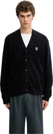 Maison Kitsun&eacute; Fox Head Lamswol Comfort Vest - Heren - Vesten - Blauw - L - Wol - Truien & Vesten