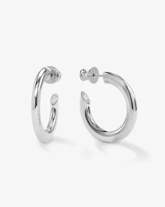Melinda Maria Womens Beacon Hoops Earrings In Silver