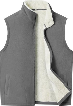 Generic Gilet for Men Uk Zip up Fleece Quilted Outerwear Gilets Golf Cycling Body Warmers Winter Thermal Waistcoat Lightweight Windproof Sleeveless Jacket Sle