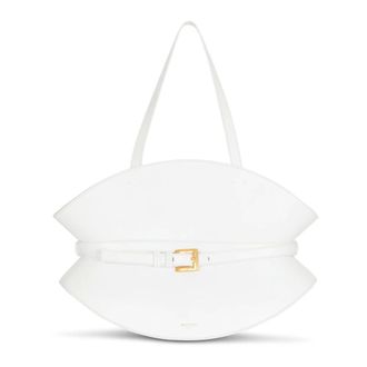 Balmain Handbags, female, White, Size: ONE SIZE Medium Shuffle Bag