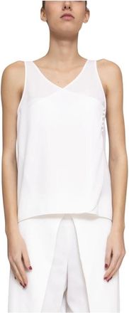 Emporio Armani Stijlvolle warm witte dames top - Dames - Tops zonder mouwen - Wit - M - Tops