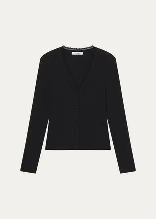 Frame Denim The Rib Lace-Trim Cardigan