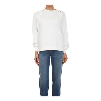 Elisabetta Franchi Sweatshirts, female, White, Size: XS Jersey Sweatshirt with Cut-Outs