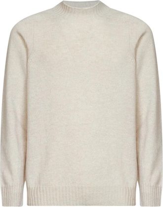 D4.0 Trui met mocknek van scheerwol - Heren - Coltruien - Beige - XL - Wol - Truien & Vesten