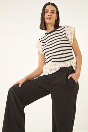 Roman Pleated Wide Leg Buttoned Trouser