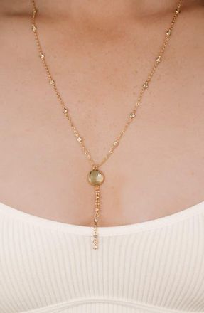 Ettika Polished Pebble Cubic Zirconia Station Y-Necklace in Gold at Nordstrom