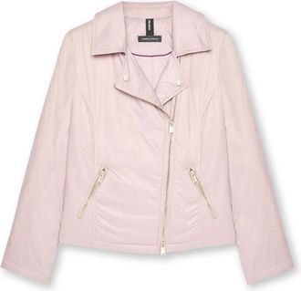 Fiorella Rubino Biker Puffer Jas met Asymmetrische Sluiting - Dames - Zomerjassen - Roze - 2XL - Polyester - Jassen