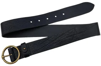 Amsterdam Heritage Womens Vintage Round Buckle Leather Belt In Black