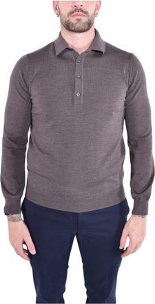 KANGRA Buttonless Knit Polo - Heren - Polos - Bruin - XL - Wol - Tops
