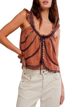 Free People Mable Pleat & Ruffle Tank in Canyon Sunset Combo at Nordstrom Rack, Size X-Large