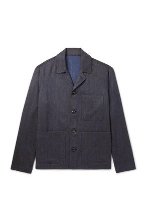 PIACENZA 1733 Herringbone Wool, Linen and Cashmere-Blend Overshirt
