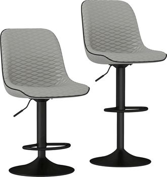 HOMCOM Set of 2 Bar Stools - Adjustable Swivel Breakfast Barstools - Brown | TJ Hughes Grey