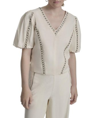 DKNY Dkny Puff Sleeve Grommet Top