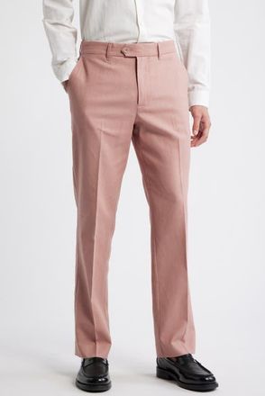 Percival Tailored Flat Front Linen & Cotton Trousers in Mauve at Nordstrom, Size 30