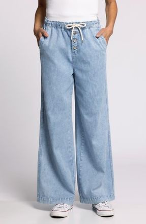 Thread & Supply Norman Denim Drawstring Pants in Washed Indigo Stripe at Nordstrom, Size Small