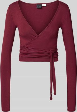 Gina Tricot Slim Fit Longsleeve aus Viskose-Mix Modell Soft in Bordeaux, Gr&ouml;&szlig;e XS