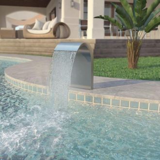 vidaXL Fontana per Piscina in Acciaio Inossidabile 45x30x65 cm Argento - Vidaxl