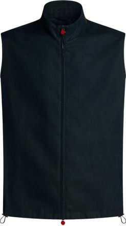 Kiton Linnen Mouwloze Jas - Heren - Bodywarmers - Blauw - 2XL - Linnen - Jassen